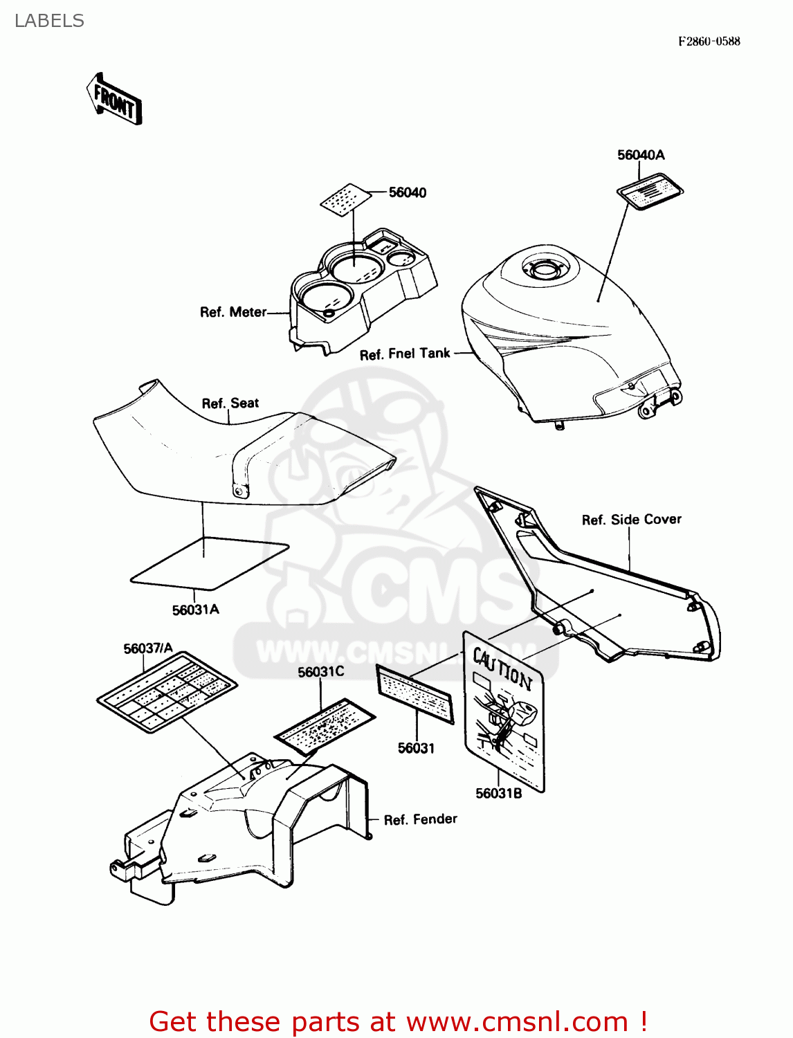 LABELS EX250F3 NINJA 250R 1989 USA CALIFORNIA CANADA
