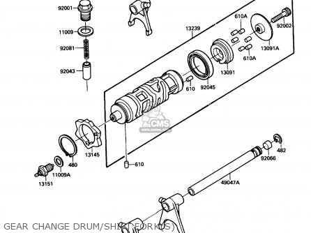 GEAR CHANGE DRUM/SHIFT FORK(S) - EX250F3 NINJA 250R 1989 USA CALIFORNIA CANADA