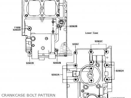 CRANKCASE BOLT PATTERN - EX250F3 NINJA 250R 1989 USA CALIFORNIA CANADA