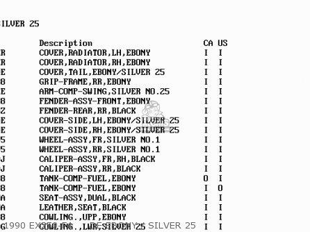 1990 EX250-F4     DE EBONY / SILVER 25 - EX250F3 NINJA 250R 1989 USA CALIFORNIA CANADA