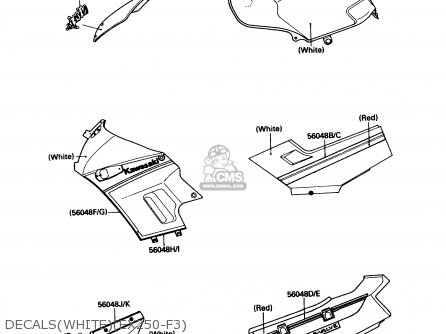 DECALS(WHITE)(EX250-F3) - EX250F3 NINJA 250R 1989 USA CALIFORNIA CANADA