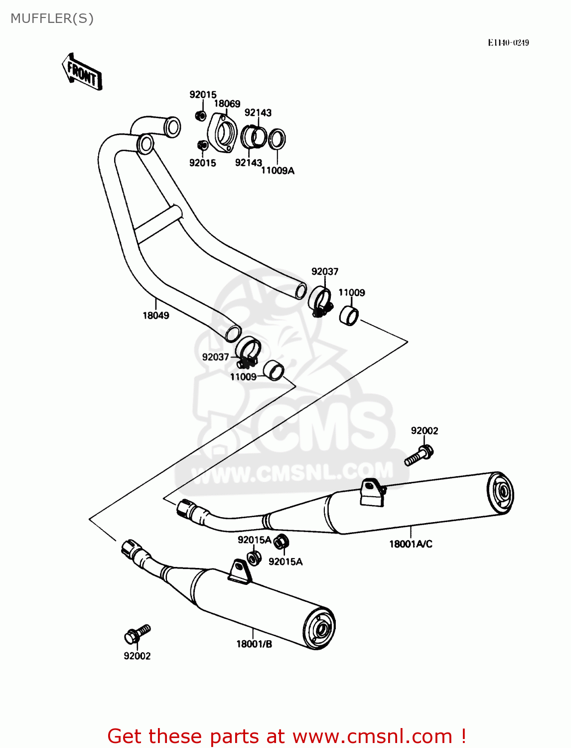 MUFFLER(S) EX250F4 NINJA 250R 1990 USA CALIFORNIA CANADA