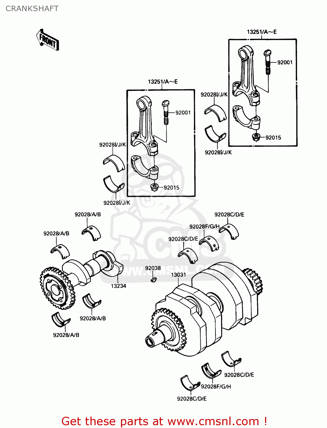 CRANKSHAFT EX250F4 NINJA 250R 1990 USA CALIFORNIA CANADA