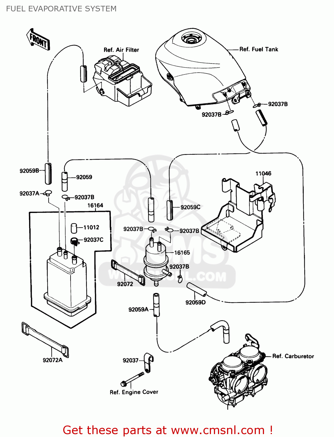 FUEL EVAPORATIVE SYSTEM EX250F4 NINJA 250R 1990 USA CALIFORNIA CANADA