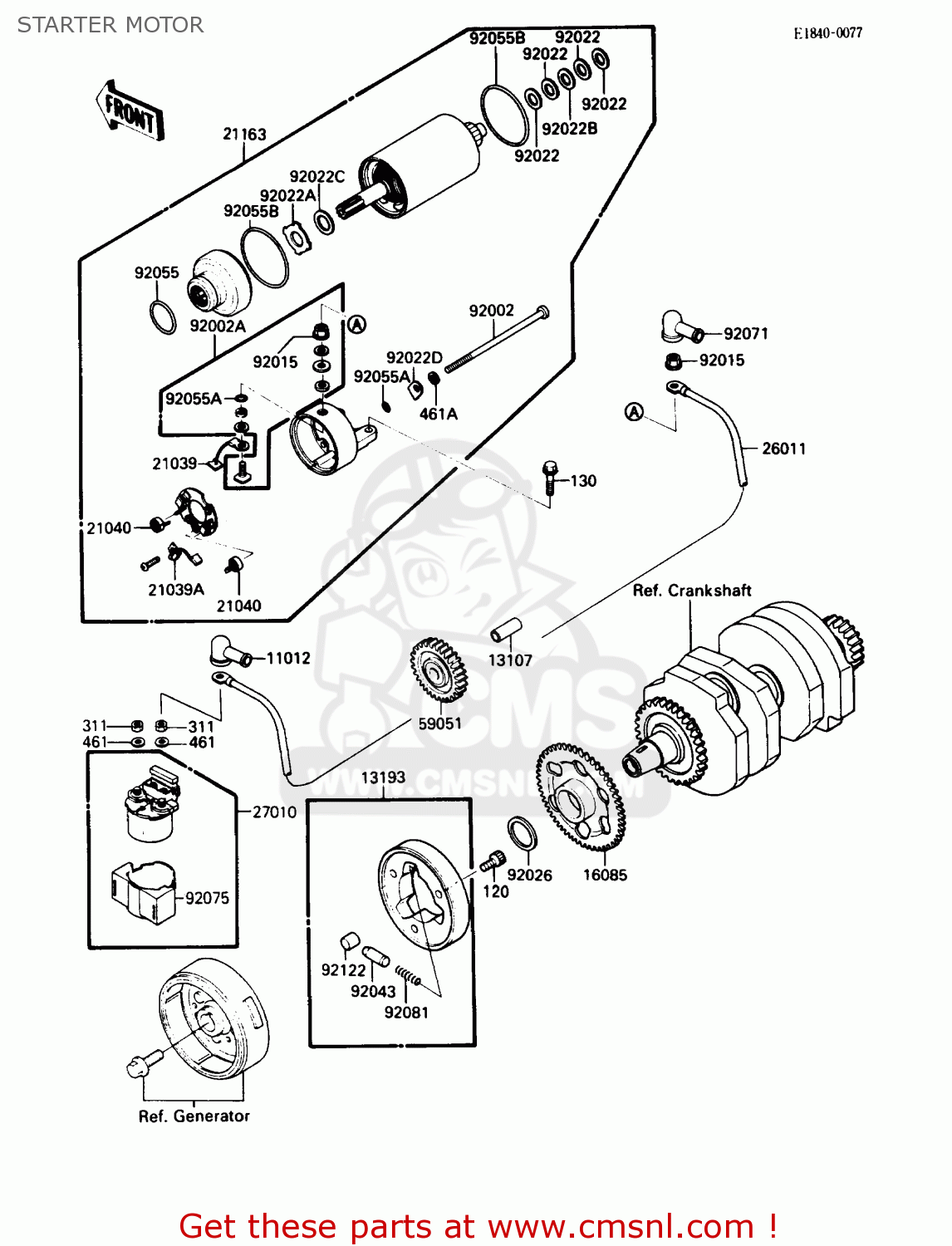STARTER MOTOR EX250F4 NINJA 250R 1990 USA CALIFORNIA CANADA