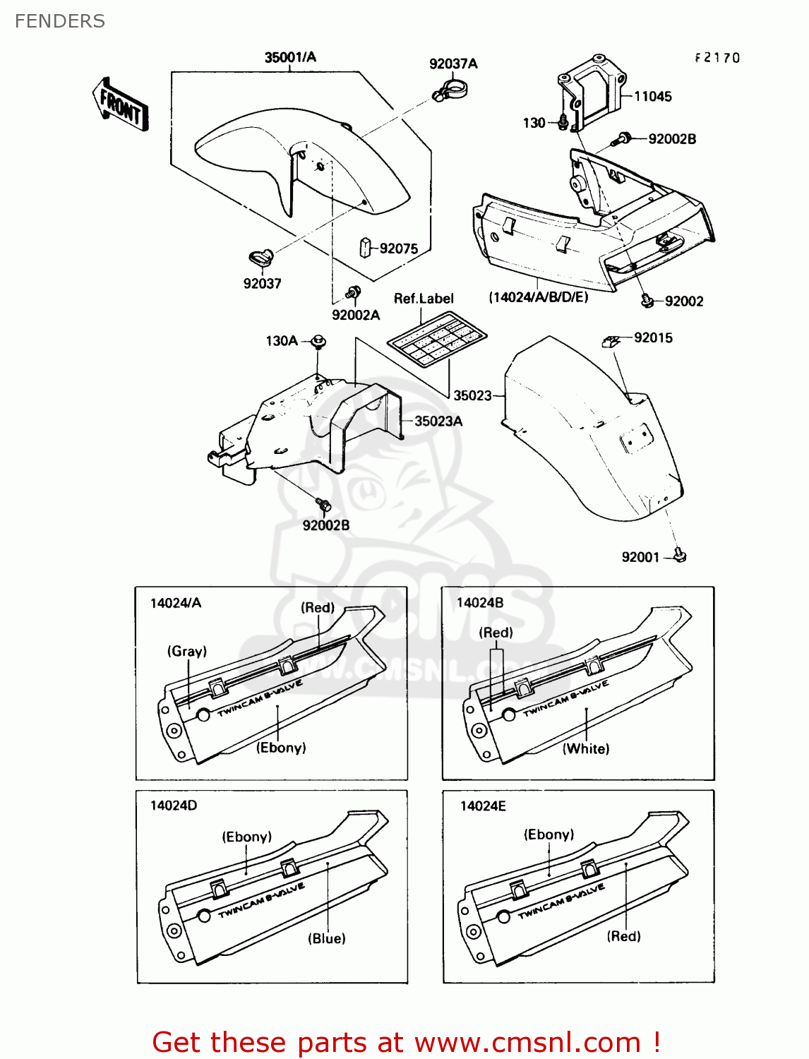 FENDERS EX250F4 NINJA 250R 1990 USA CALIFORNIA CANADA