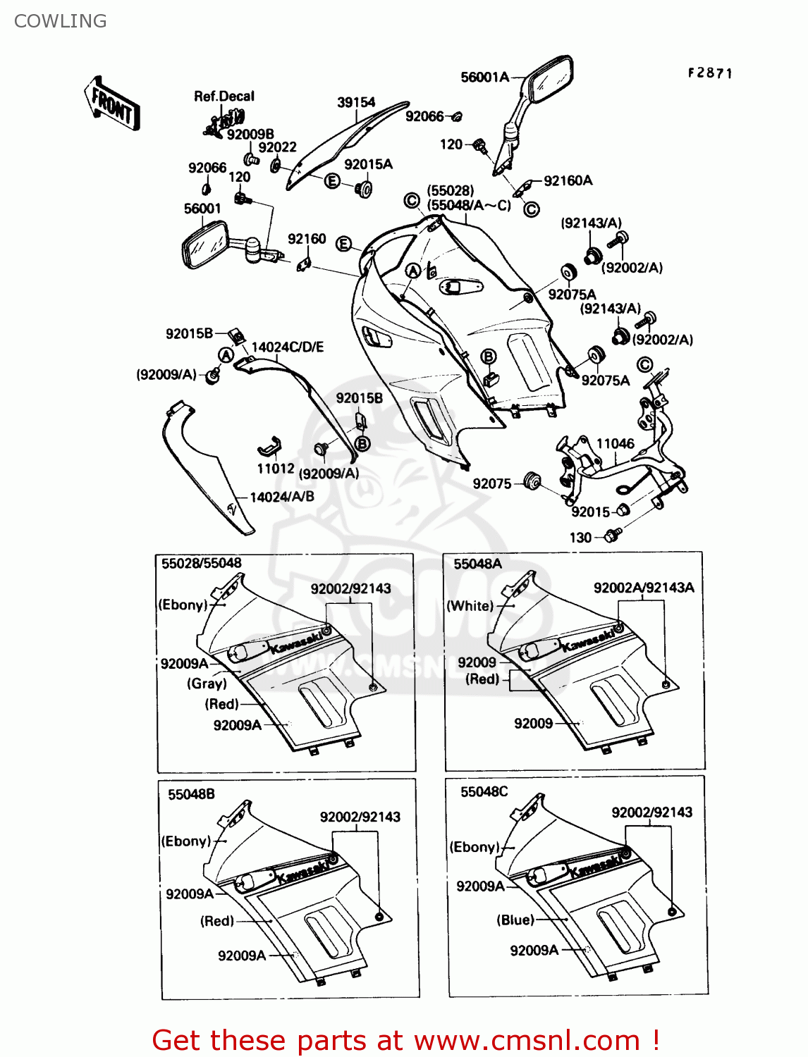COWLING EX250F4 NINJA 250R 1990 USA CALIFORNIA CANADA
