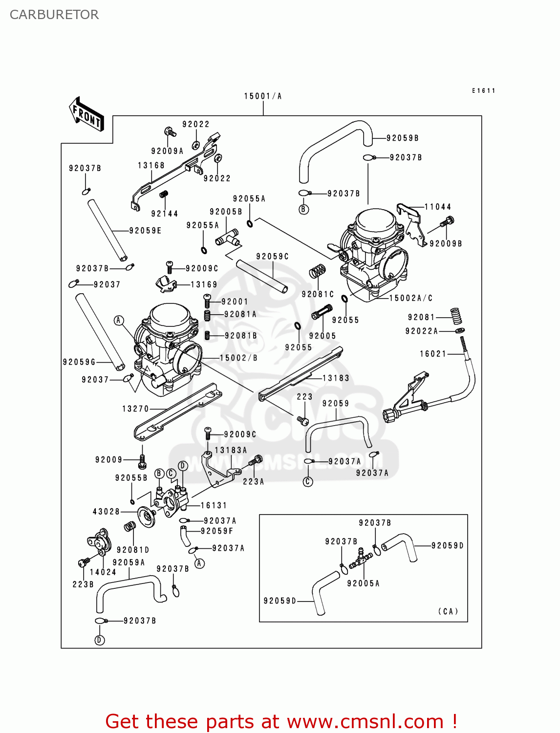 CARBURETOR EX250F4 NINJA 250R 2000 USA CALIFORNIA