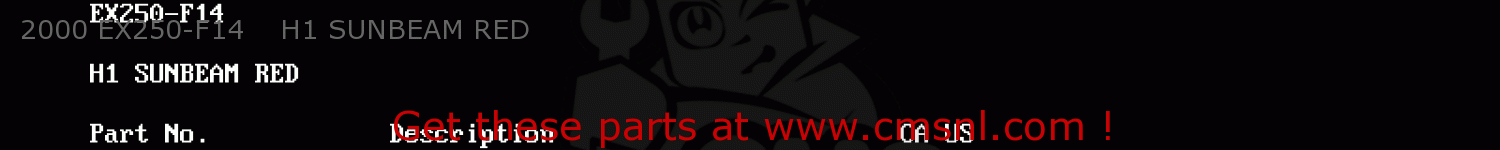 2000 EX250-F14    H1 SUNBEAM RED EX250F4 NINJA 250R 2000 USA CALIFORNIA