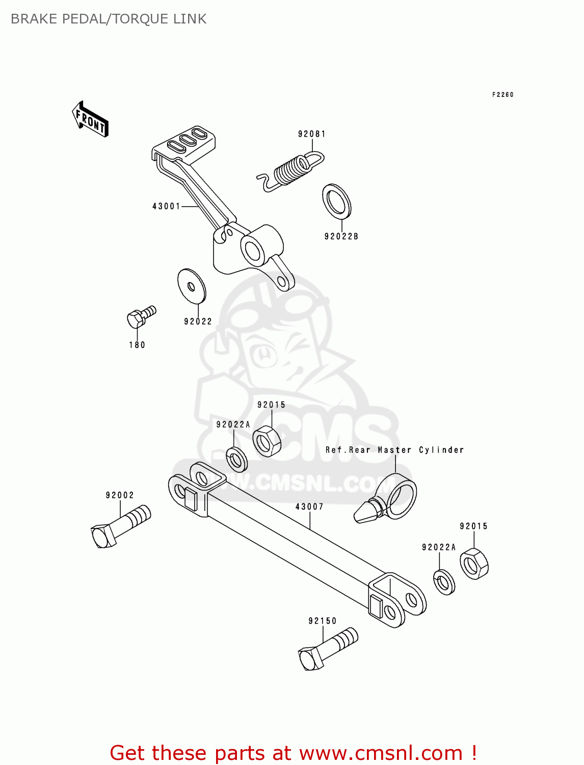 BRAKE PEDAL/TORQUE LINK EX250F4 NINJA 250R 2000 USA CALIFORNIA