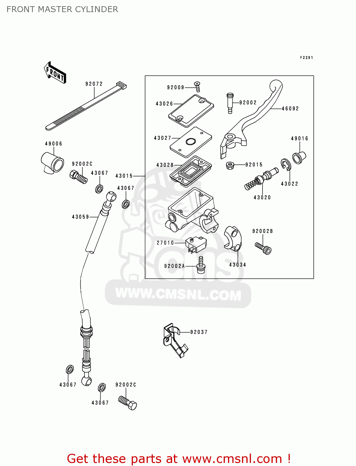 FRONT MASTER CYLINDER EX250F4 NINJA 250R 2000 USA CALIFORNIA