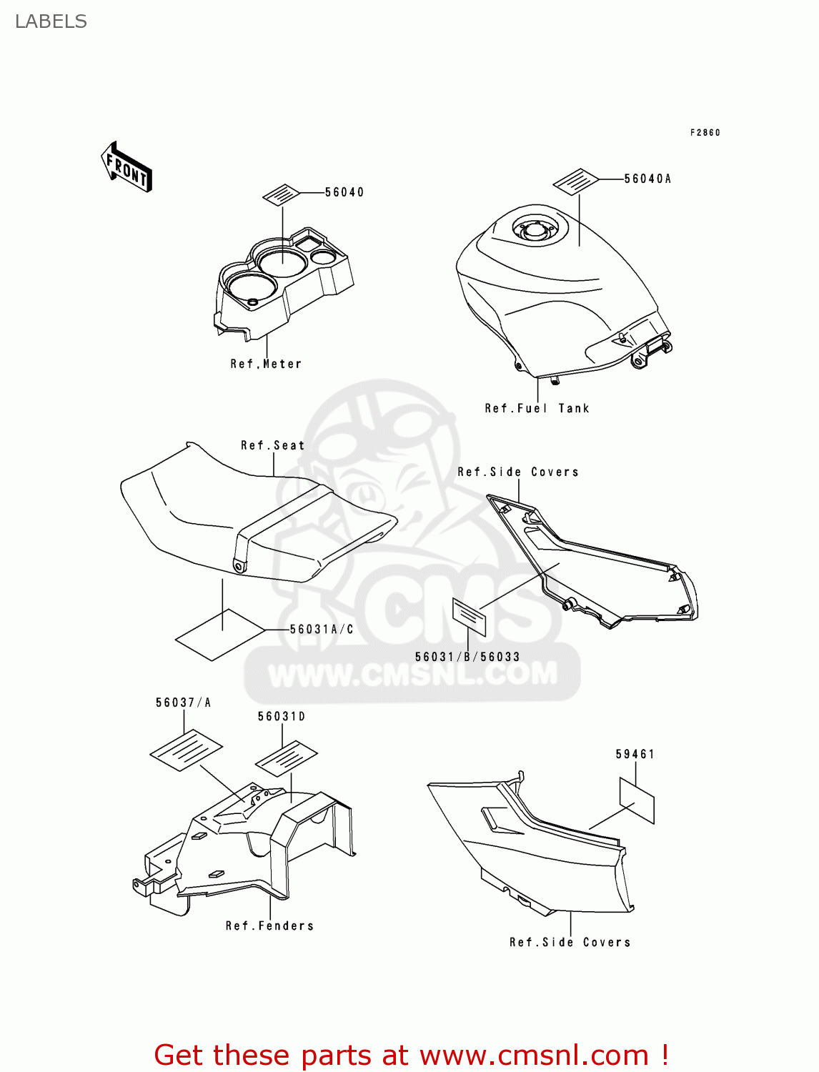 LABELS EX250F4 NINJA 250R 2000 USA CALIFORNIA