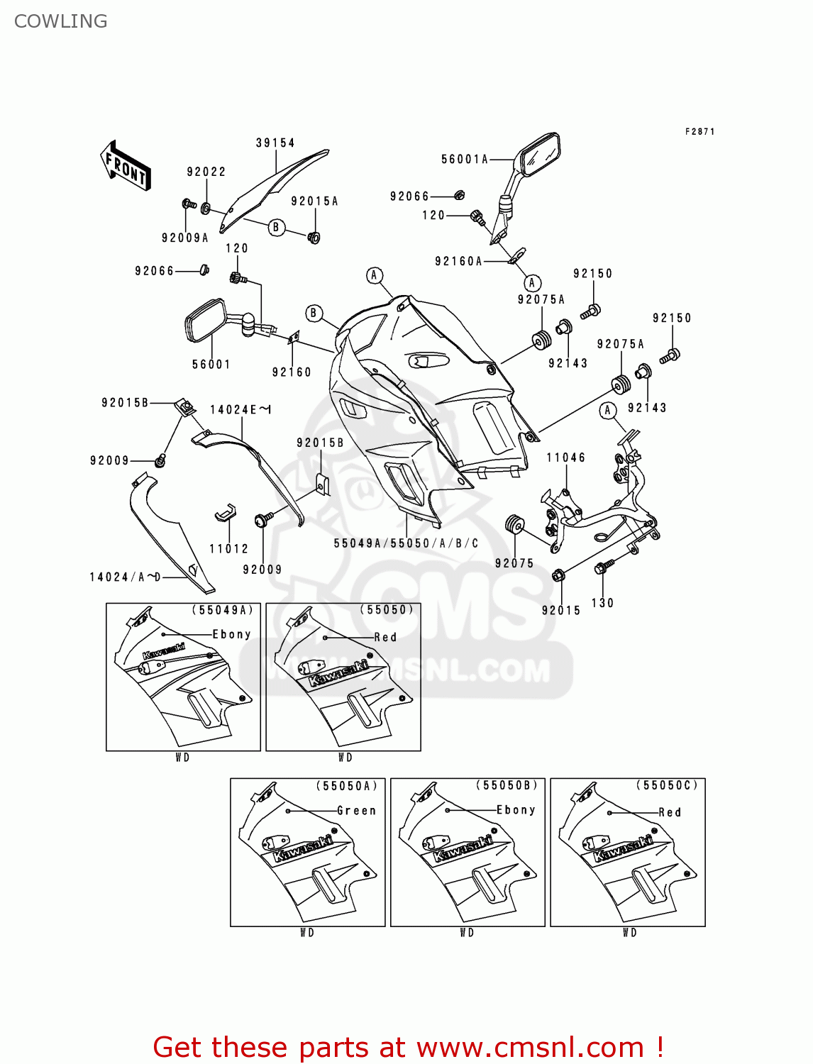 COWLING EX250F4 NINJA 250R 2000 USA CALIFORNIA