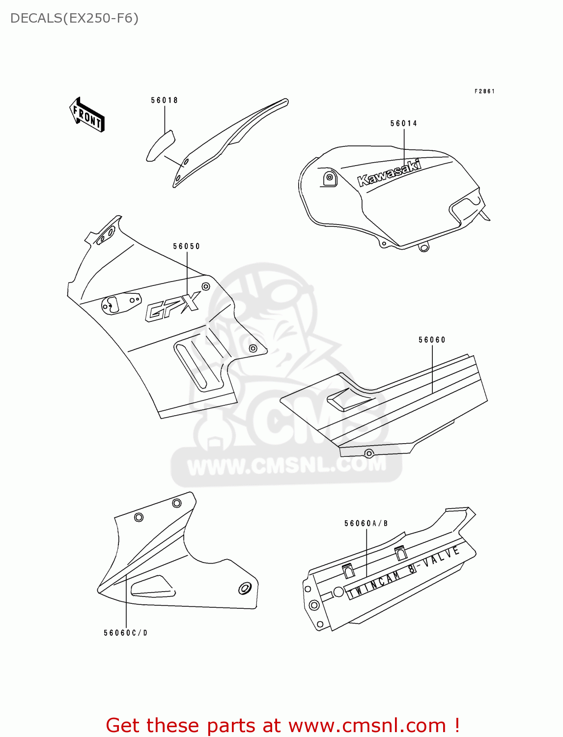 DECALS(EX250-F6) EX250F6 GPX250R 1992 EUROPE