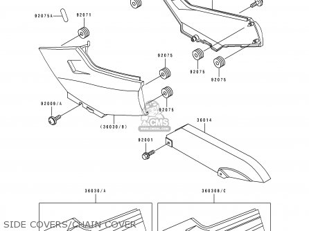 SIDE COVERS/CHAIN COVER - EX250F6 GPX250R 1992 EUROPE