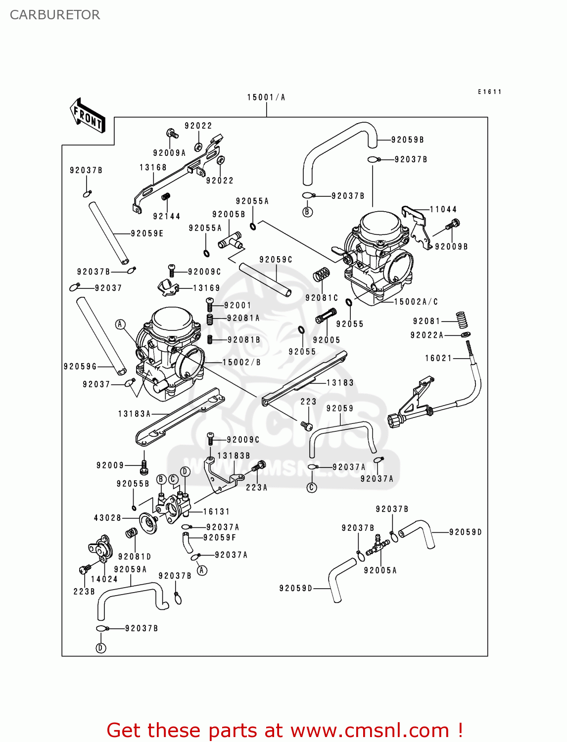 CARBURETOR EX250F6 NINJA 250R 1992 USA CALIFORNIA CANADA