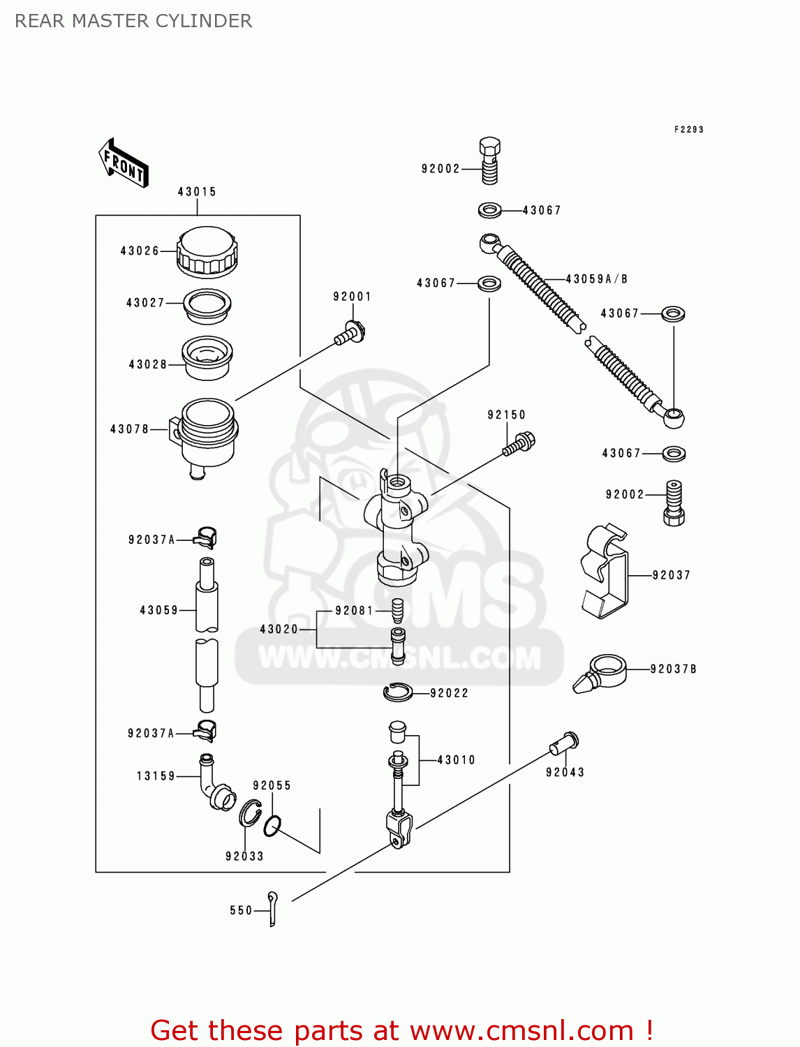 REAR MASTER CYLINDER EX250F6 NINJA 250R 1992 USA CALIFORNIA CANADA