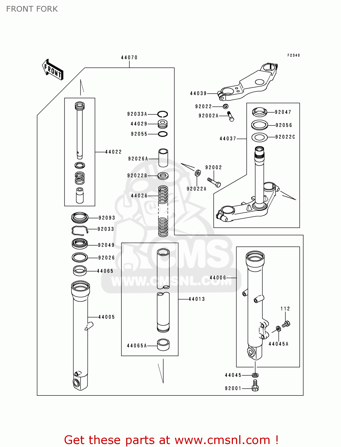 FRONT FORK EX250F6 NINJA 250R 1992 USA CALIFORNIA CANADA