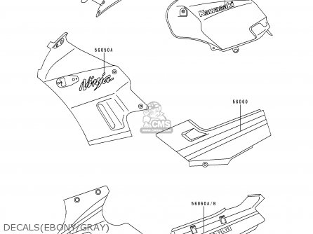 DECALS(EBONY/GRAY) - EX250F6 NINJA 250R 1992 USA CALIFORNIA CANADA