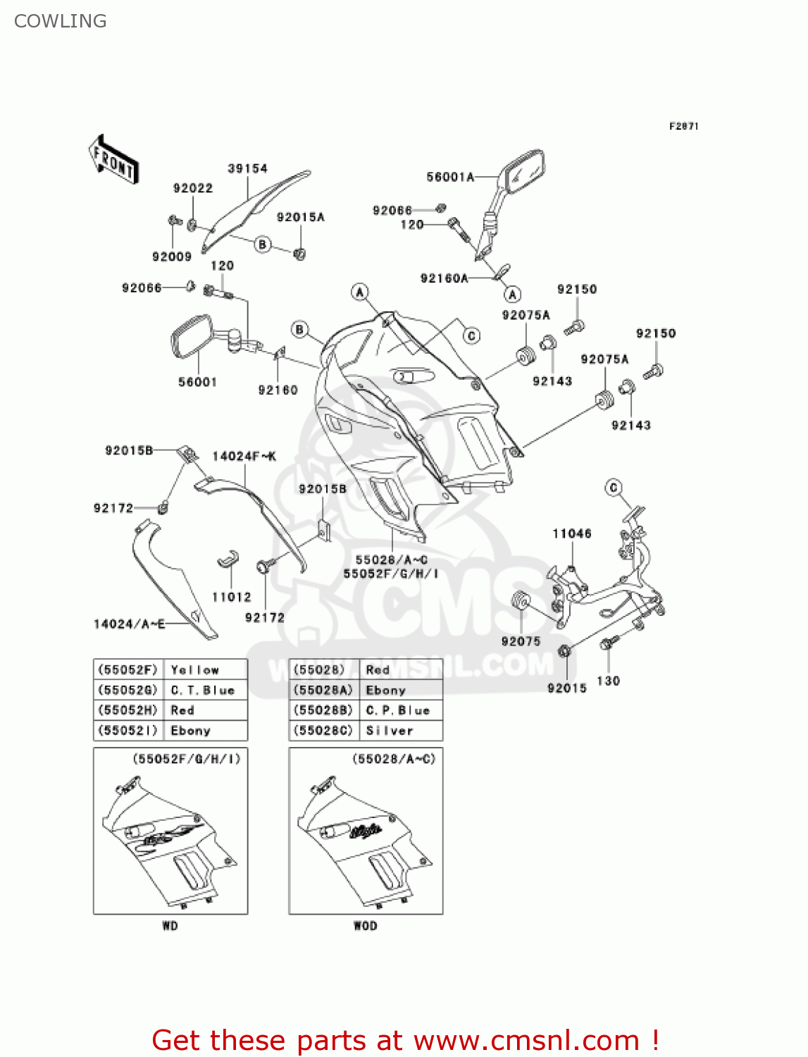 COWLING EX250F6F NINJA 250R 2006 USA CALIFORNIA