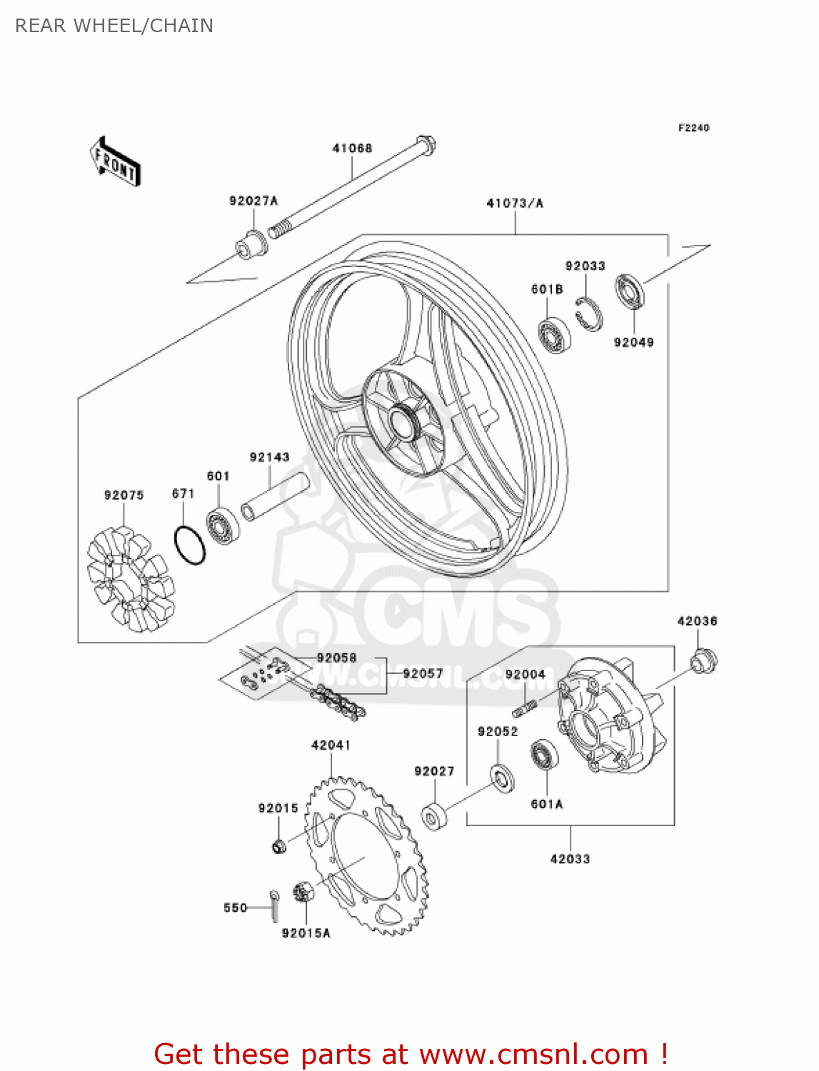REAR WHEEL/CHAIN EX250F6F NINJA 250R 2006 USA CALIFORNIA