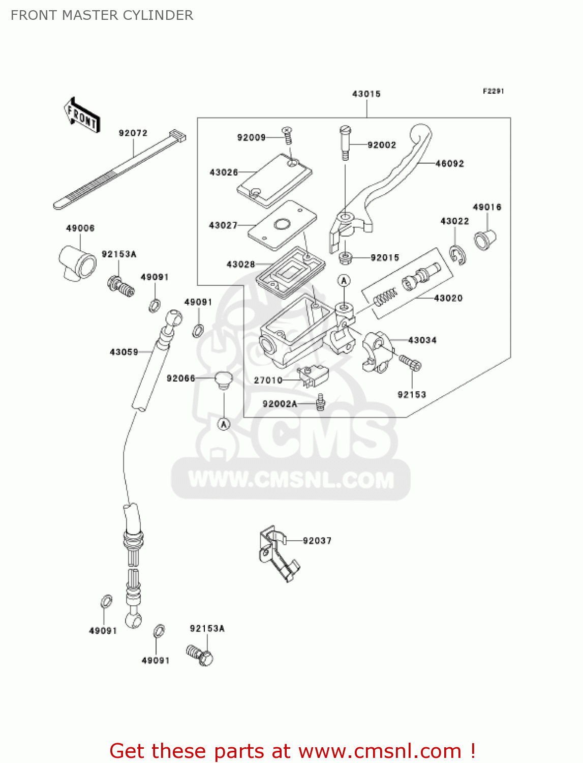 FRONT MASTER CYLINDER EX250F6F NINJA 250R 2006 USA CALIFORNIA