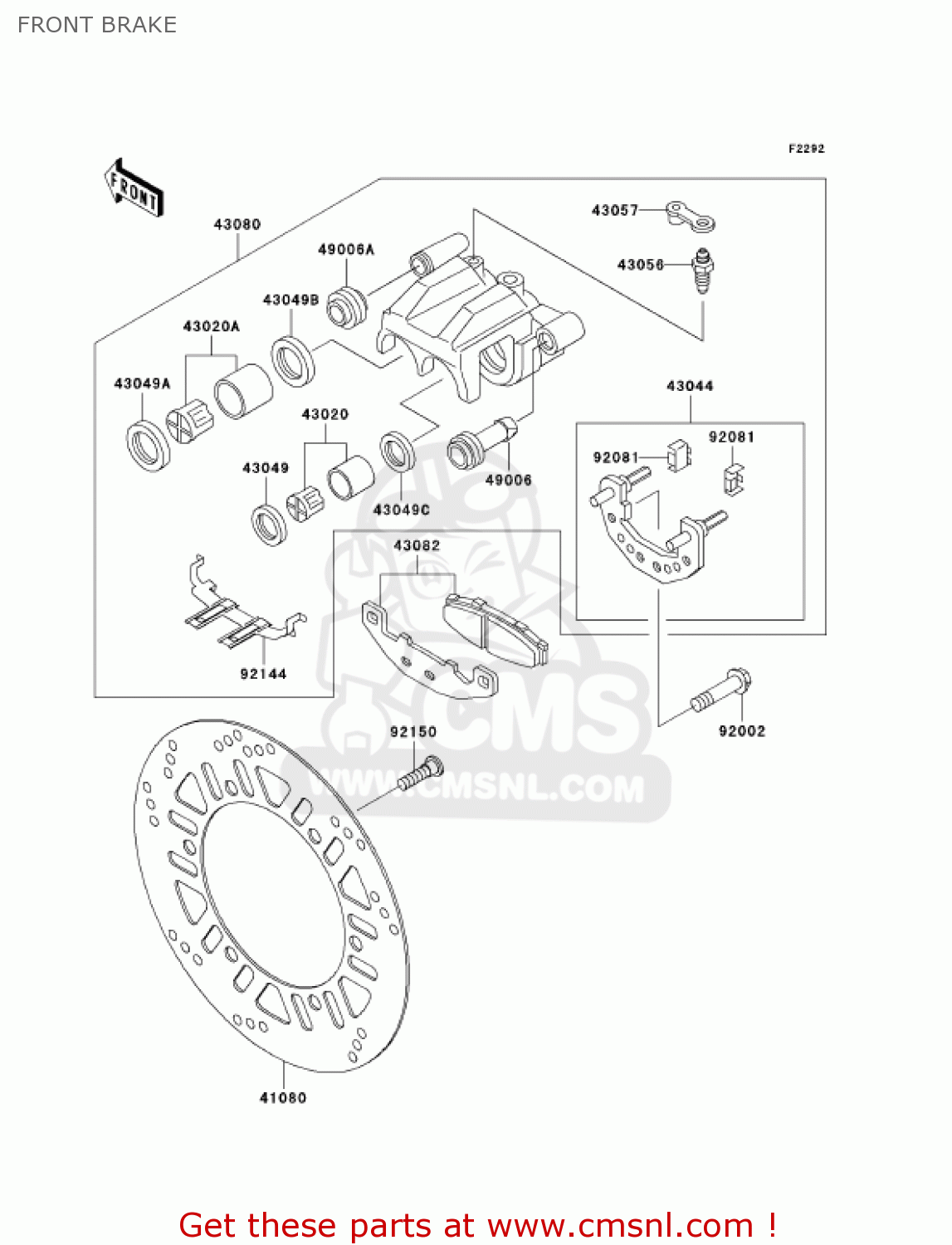 FRONT BRAKE EX250F6F NINJA 250R 2006 USA CALIFORNIA