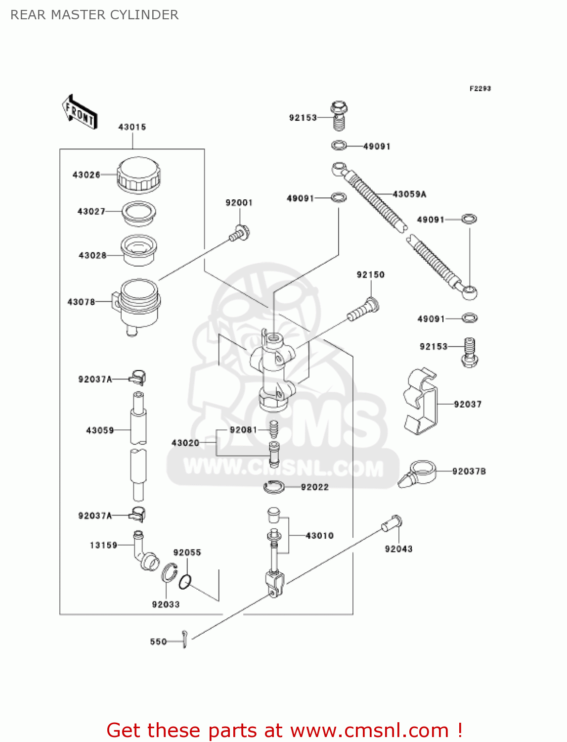 REAR MASTER CYLINDER EX250F6F NINJA 250R 2006 USA CALIFORNIA