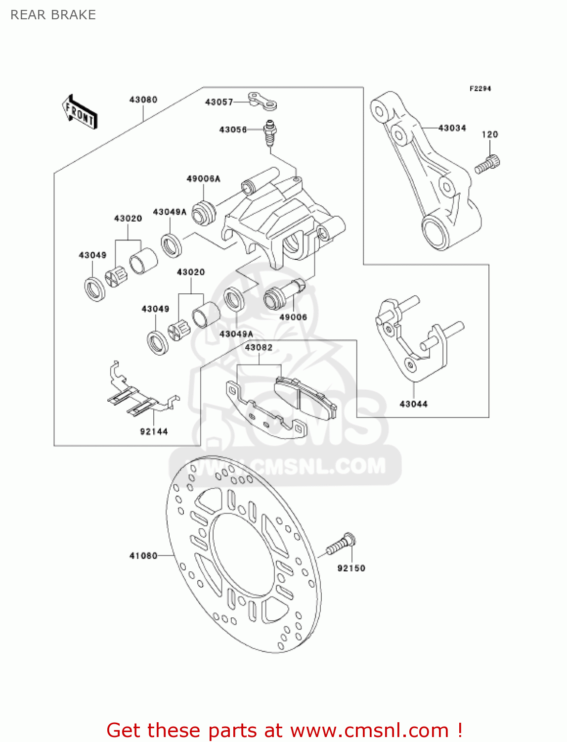 REAR BRAKE EX250F6F NINJA 250R 2006 USA CALIFORNIA