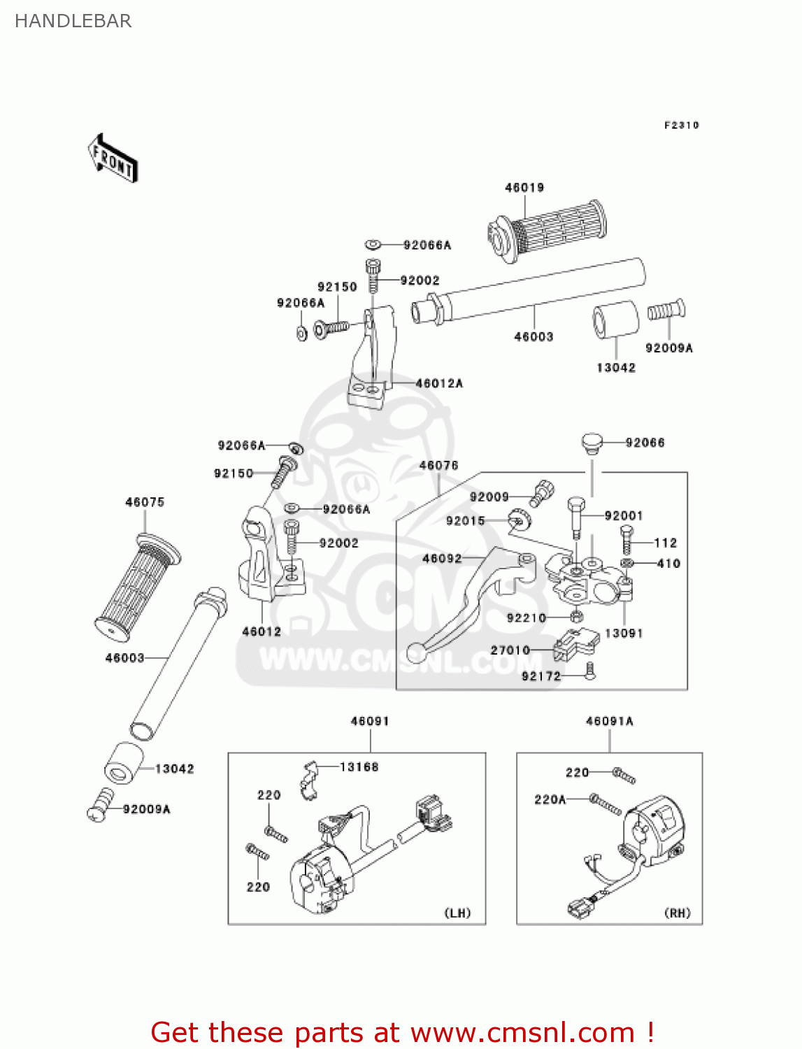 HANDLEBAR EX250F6F NINJA 250R 2006 USA CALIFORNIA