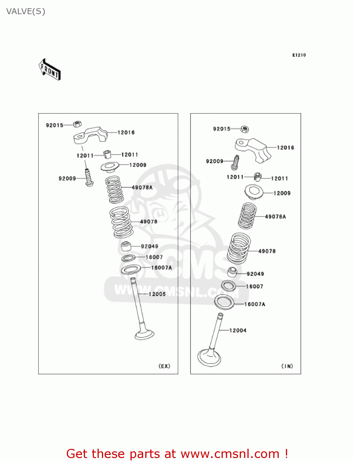 VALVE(S) EX250F6F NINJA 250R 2006 USA CALIFORNIA