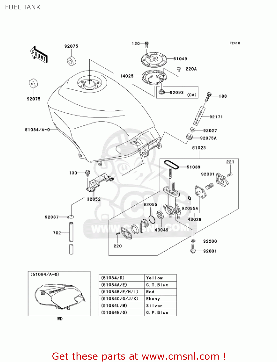 FUEL TANK EX250F6F NINJA 250R 2006 USA CALIFORNIA