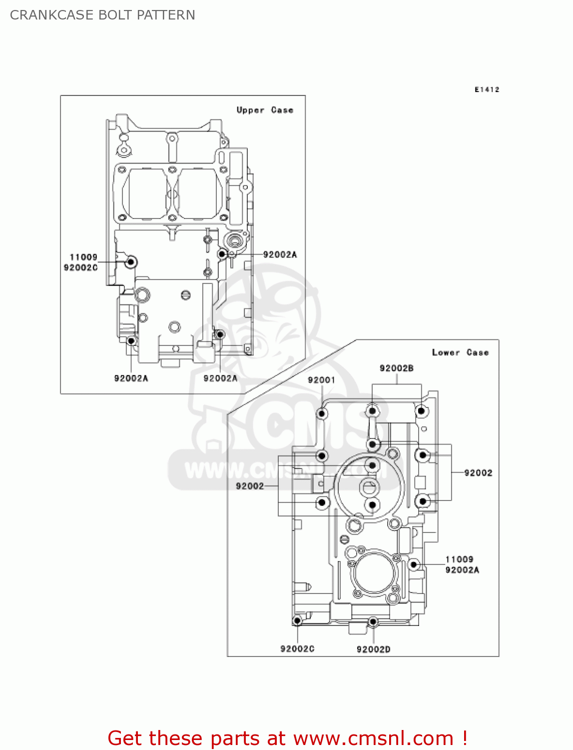 CRANKCASE BOLT PATTERN EX250F6F NINJA 250R 2006 USA CALIFORNIA