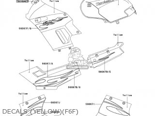 DECALS (YELLOW)(F6F) - EX250F6F NINJA 250R 2006 USA CALIFORNIA