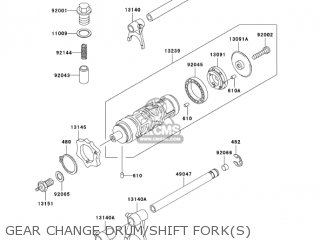 GEAR CHANGE DRUM/SHIFT FORK(S) - EX250F6F NINJA 250R 2006 USA CALIFORNIA