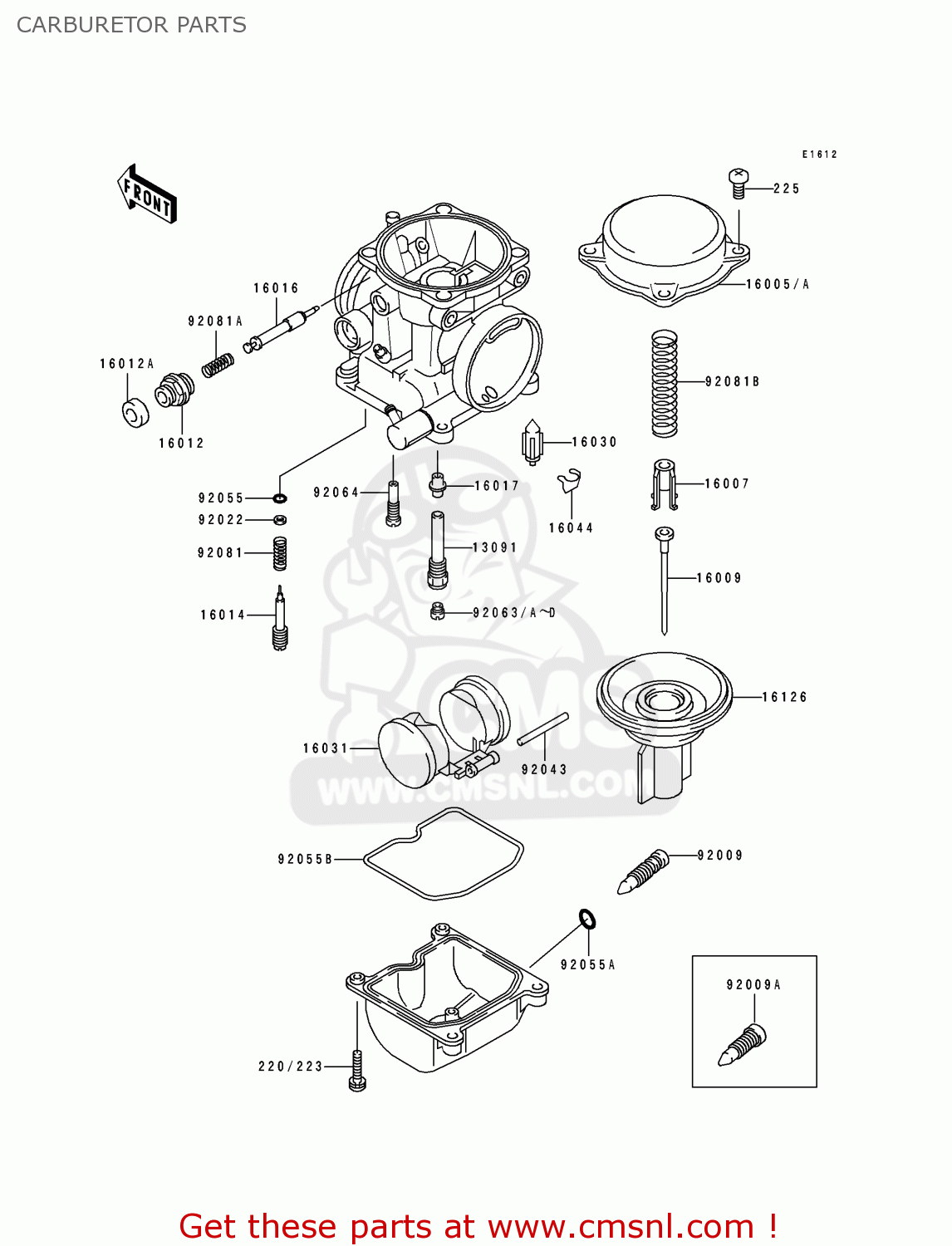 CARBURETOR PARTS EX250F7 GPX250R 1993 UNITED KINGDOM