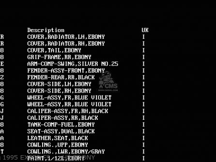 1995 EX250-F9     H8 EBONY - EX250F7 GPX250R 1993 UNITED KINGDOM