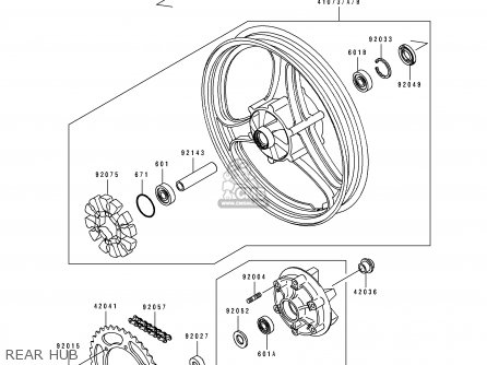 REAR HUB - EX250F7 GPX250R 1993 UNITED KINGDOM