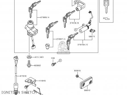 IGNITION SWITCH - EX250F7 GPX250R 1993 UNITED KINGDOM