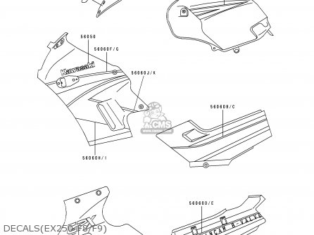 DECALS(EX250-F8/F9) - EX250F7 GPX250R 1993 UNITED KINGDOM