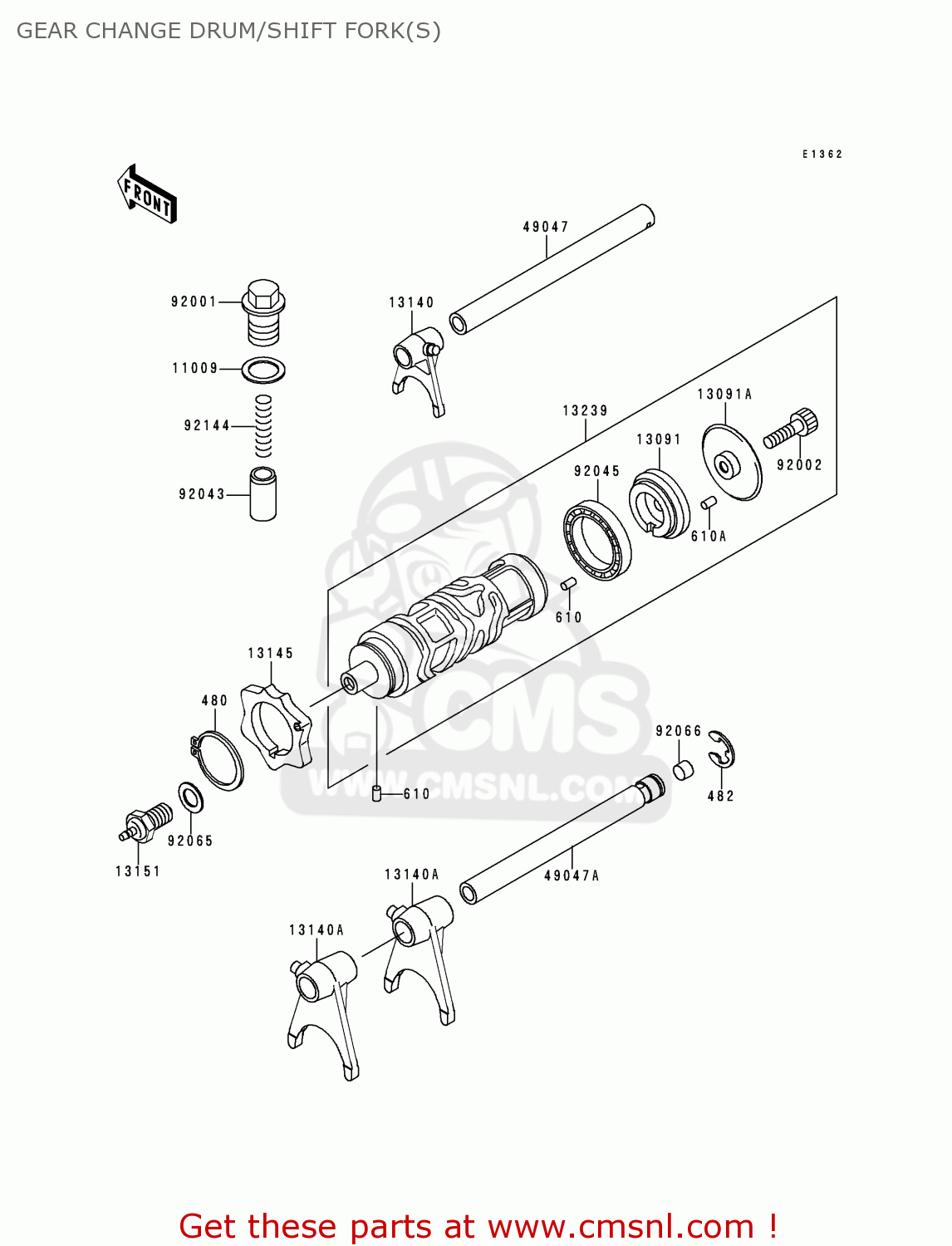 GEAR CHANGE DRUM/SHIFT FORK(S) EX250F7 NINJA 250R 1993 USA CALIFORNIA CANADA