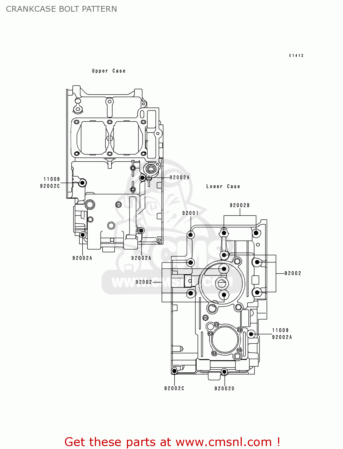 CRANKCASE BOLT PATTERN EX250F7 NINJA 250R 1993 USA CALIFORNIA CANADA