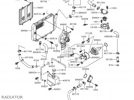 RADIATOR - EX250F7 NINJA 250R 1993 USA CALIFORNIA CANADA