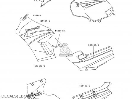 DECALS(EBONY) - EX250F7 NINJA 250R 1993 USA CALIFORNIA CANADA