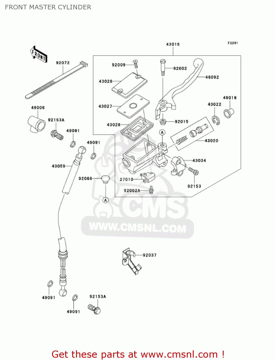 FRONT MASTER CYLINDER EX250F7F NINJA 250R 2007 USA CALIFORNIA