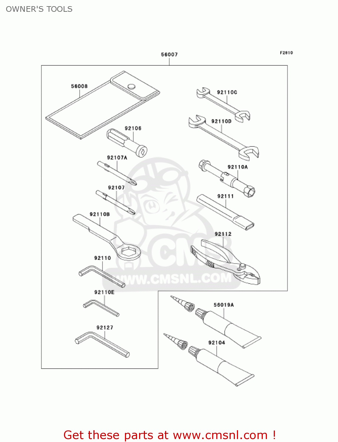 OWNER'S TOOLS EX250F7F NINJA 250R 2007 USA CALIFORNIA