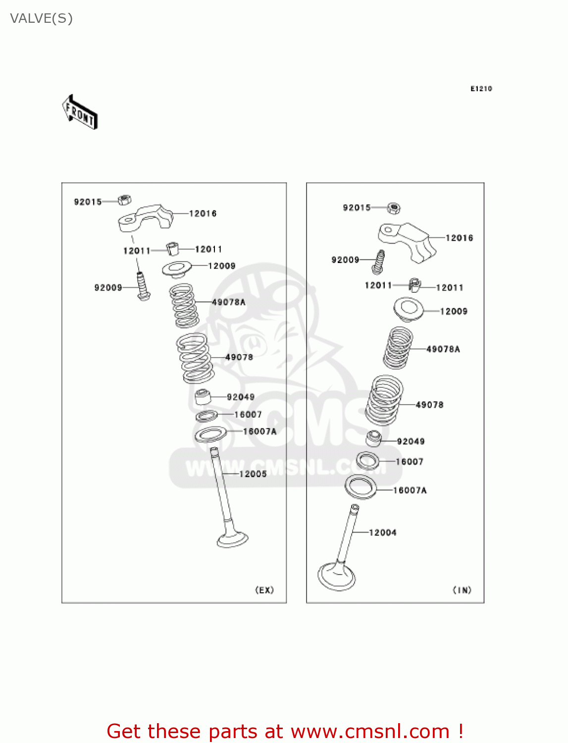 VALVE(S) EX250F7F NINJA 250R 2007 USA CALIFORNIA