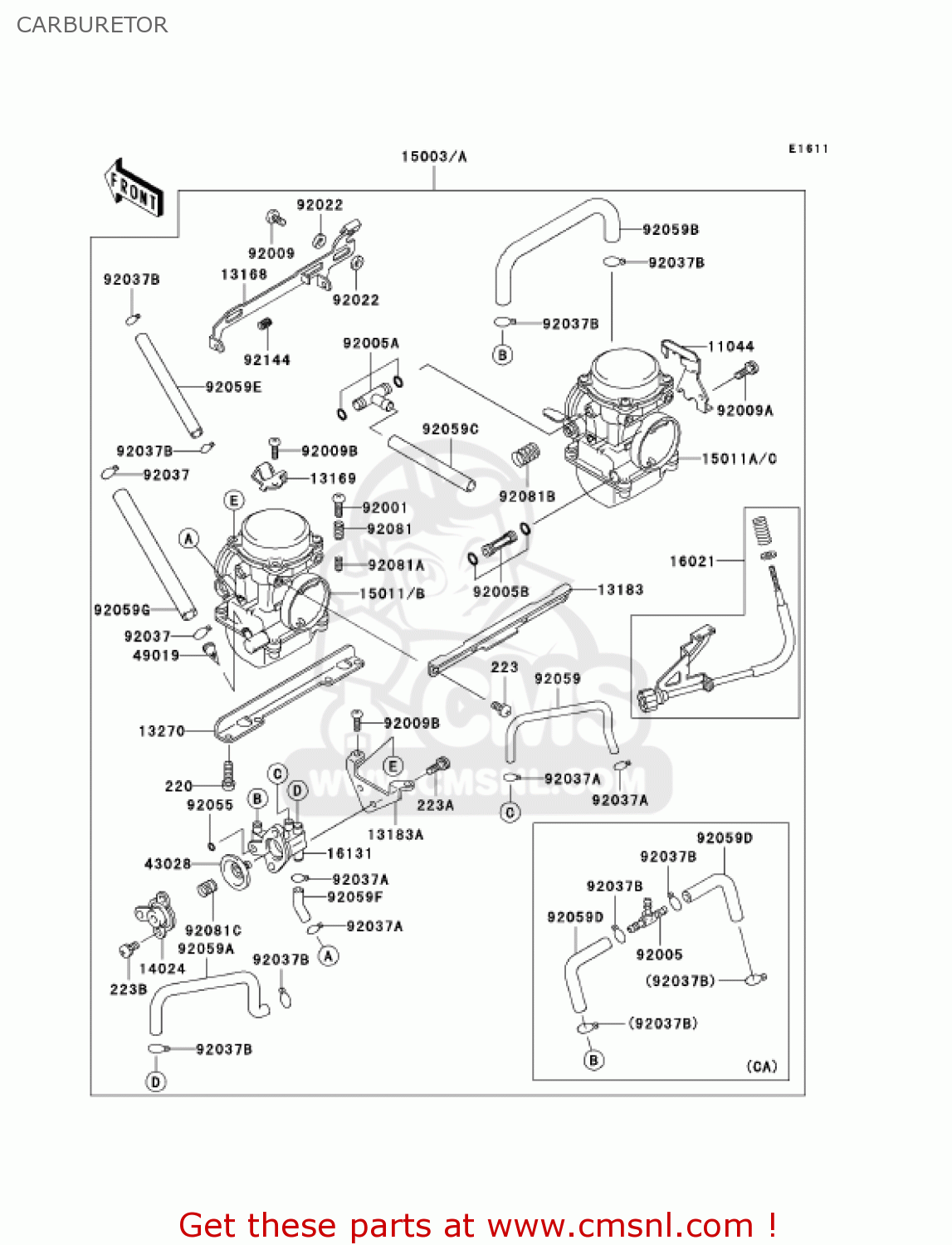 CARBURETOR EX250F7F NINJA 250R 2007 USA CALIFORNIA