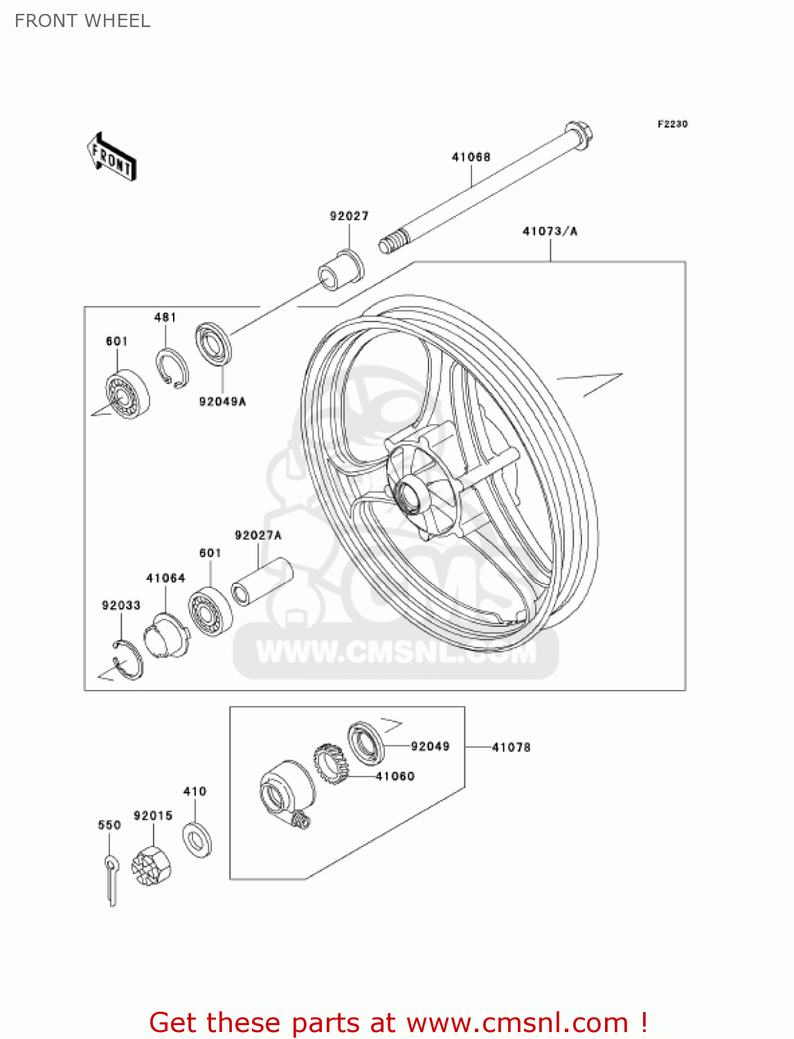FRONT WHEEL EX250F7F NINJA 250R 2007 USA CALIFORNIA