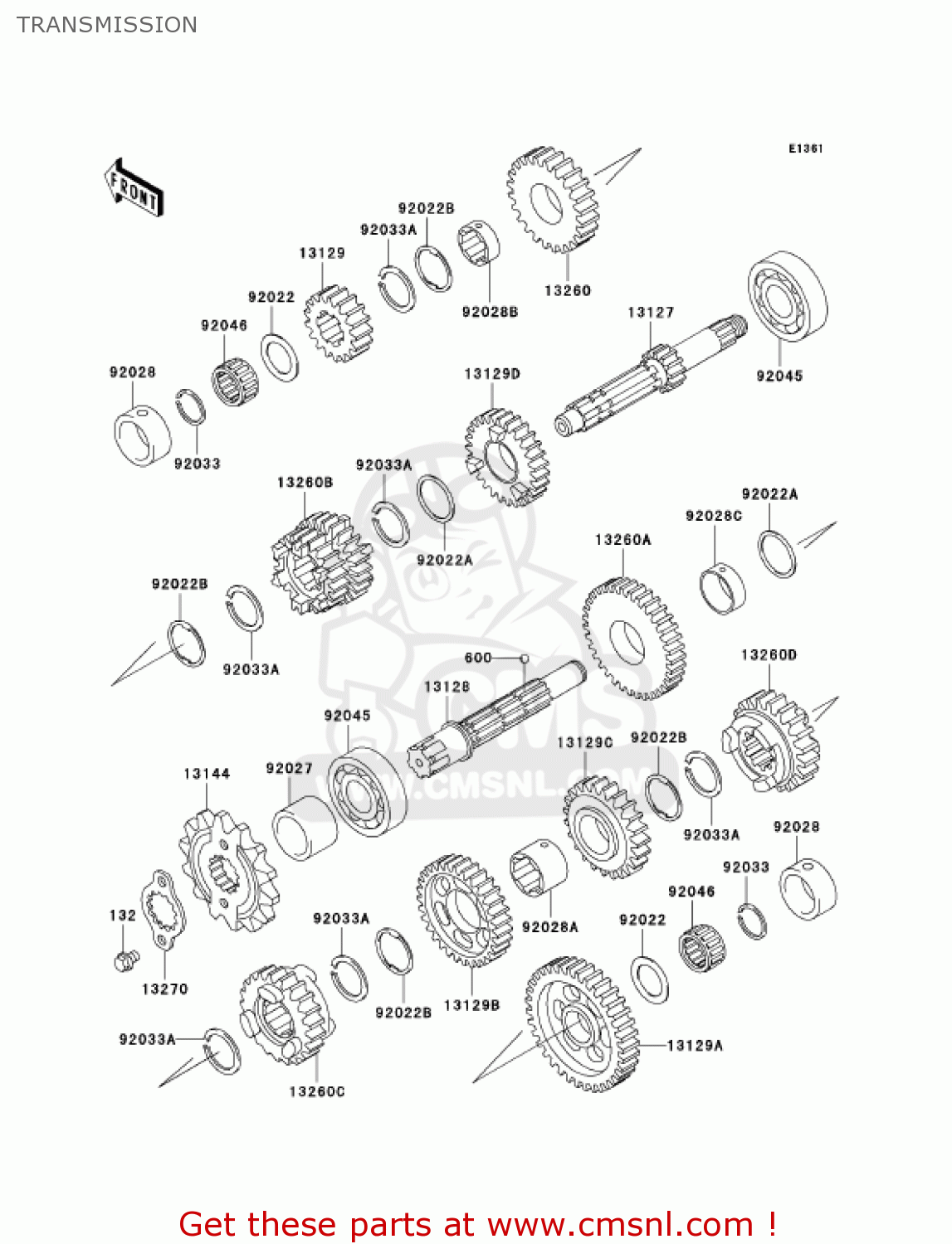 TRANSMISSION EX250F7F NINJA 250R 2007 USA CALIFORNIA